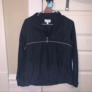 Black quarter 1/4 zip windbreaker rain jacket
